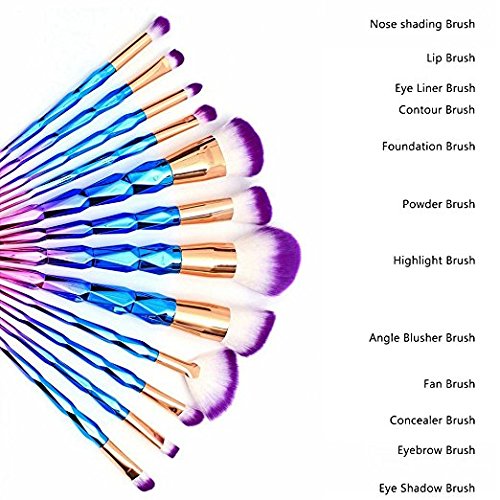16PCS Makeup Brushes Set, MYSWEETY 12PCS Makeup Foundation Eyebrow Eyeliner Cosmetic Brushes + 2pcs Silicone Makeup Sponge + 1pc Makeup Wash Egg + 1pc Makeup Brush Bag