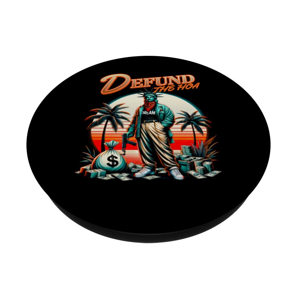 Funny Defund The HOA Ironic Sigma Meme Viral Quote PopSockets Swappable PopGrip, Black - Image 2