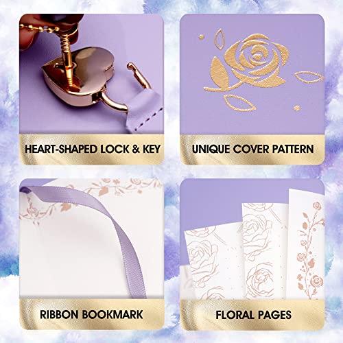 Cagie Diary With Lock And Key Pu Leather Kids Journal With Lock Personal Organizer Combination Travel Secret Notebook For Women, 5.3X8 In，Purple #TOP1