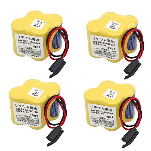 SHENYANG (4 Pack) BR-2/3AGCT4A BR2/3AG BR2/3AGCT4A Battery for FANUC A98L-0031-0025 Black Plug