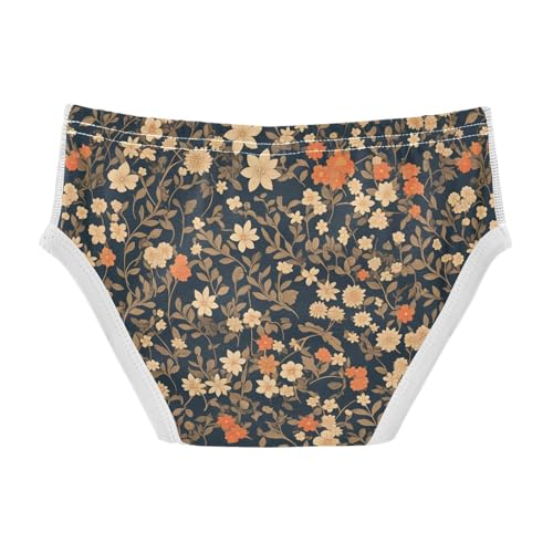 visesunny Boys Potty Training Underwear Orange Vintage Repeat Floral Breathe Cotton Briefs Size 2T-8Y for Toddler2