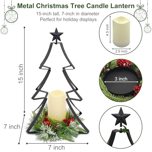 Christmas Metal Tree Centerpiece Table Decoration Lighted Candle Holder Stand Battery Operated and Timer for Xmas Holiday Table Fireplace Mantle Decorations by LEWIS&WAYNE - Image 3