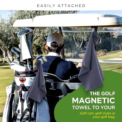 Allnice Magnetic Golf Towel, 2 Pack Premium Microfiber Waffle Magnet Golf Towel Strong Hold Towel for Golf Bag Cart Accessories Golf Gifts for Men and Women - Image 3