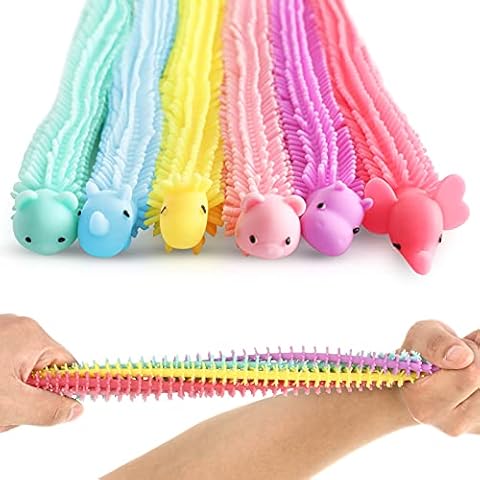 ZaxiDeel Sensory String 6 Pack, Colorful Fidget Toys Anxiety Squeeze Noodles Good for Kids and Adults with ADD, ADHD, OCD or Autism Cover