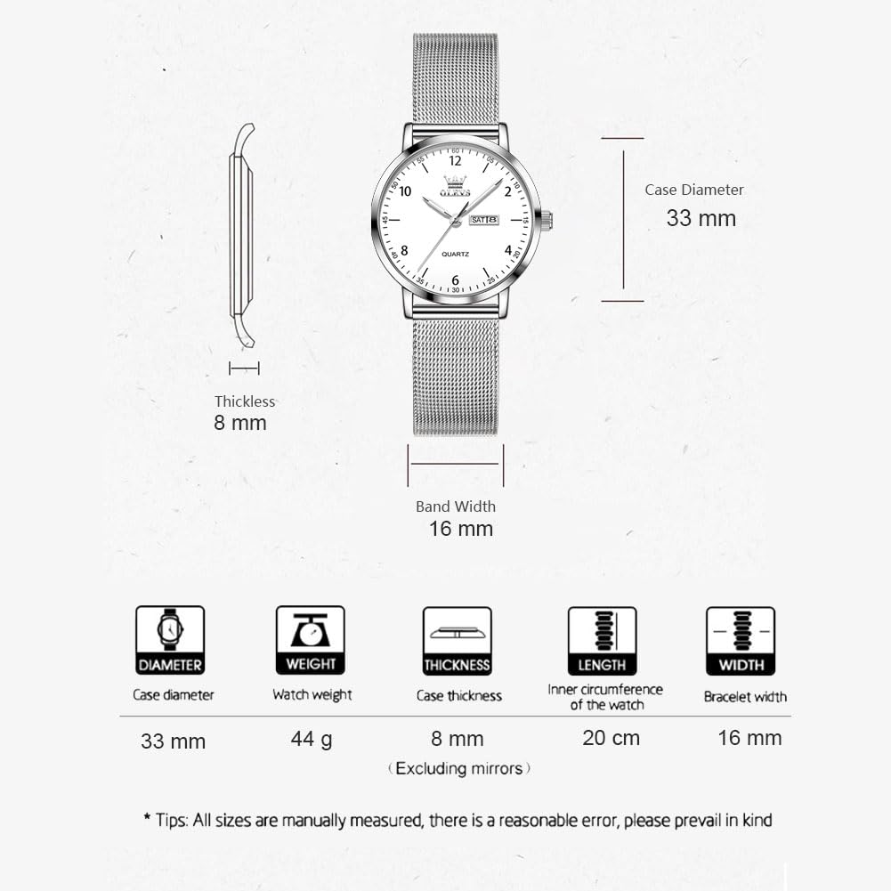 Reloj Mujer de Acero Inoxidable Cuarzo analógico, Regalo Mujeres