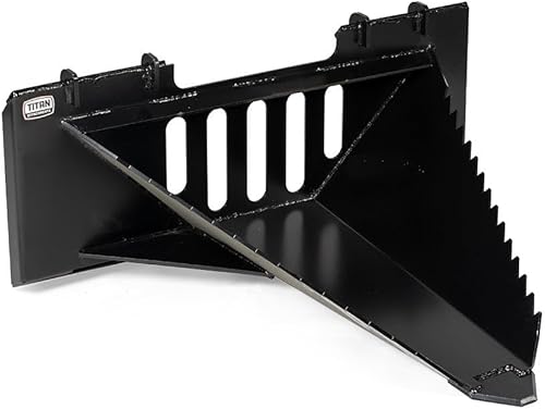 Titan Attachments Economy Series - Cuchara para árbol V2, guía deslizante universal rápida, borde delantero dentado HD, ideal para rasgar raíces y