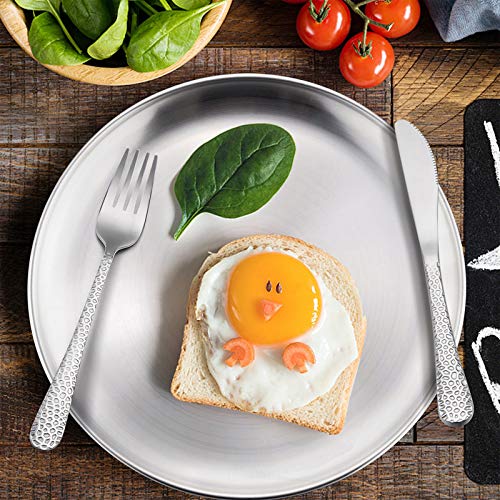 Haware Toddlers Kids 18/8 Stainless Steel Plates, Durable Metal 304 Feeding 8In Dishes For Serving/Snack/Camping, No Plastic And Dishwasher Safe - 4 Pack #TOP5
