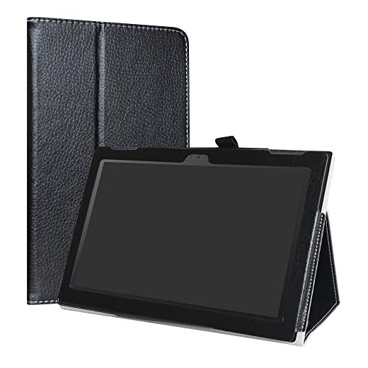 LiuShan PU-läder smalt vikbart stativ fodral för Lenovo Tab 4 10 10,1 tums surfplatta., Svart