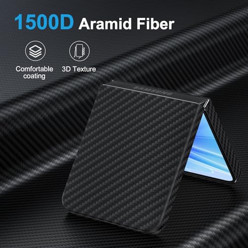 Memumi SKF246111 Real Aramid Fiber For Samsung Galaxy Z Flip 6 Case, [No-Case Feeling] Durable Sturdy Aramid Fiber With 0.5Mm Slim Case For Galaxy Z Flip 6 Thin And Minimalist In Carbon Fiber Design thumb #1