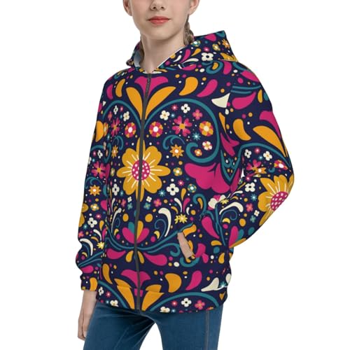 Cinco De Mayo Floral Kid Hoodies Boys Zip Up Sweatshirts Girls Pullover with Pocket