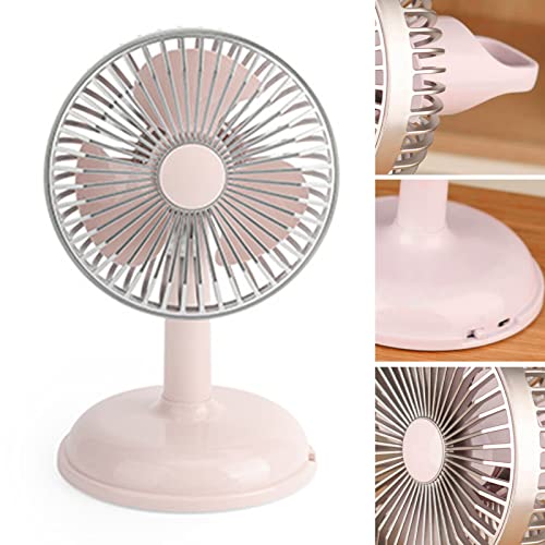 Keenso Ventilador Eléctrico Portátil de Estilo Vintage, Desmontable, para Escritorio en Casa, Oficina, Ventilador Ligero Estilo Retro para los Calurosos Días de Verano (rosado claro)