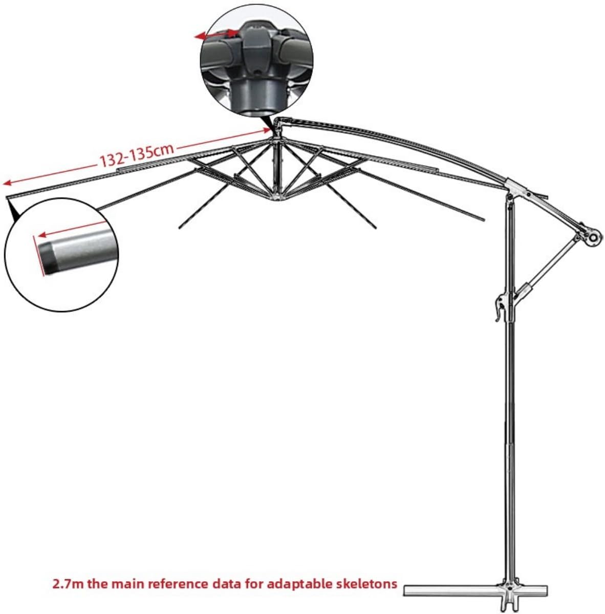 Outdoor courtyard sunshade replacement canopy - Garden center pillar umbrella waterproof polyester sunshade umbrella cloth (RED,2.5 meters/6 bones)