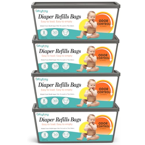 Image of Diaper Pail Refill Bags Compatible with Diaper Genie Easy Roll Signature & Platinum Pails,4-Pack (72 Bags)