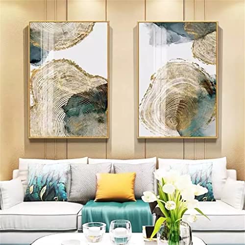 Peinture fortune arbre dorée moderne triptyque abstrait 15x20cm - 7