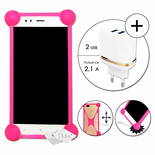 HTC Desire 610 Pack Coque Bumper Rose Antichoc en Silicone de qualité + Super Chargeur Secteur...