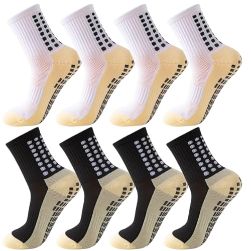 4 Pares Calcetines de Fútbol Antideslizantes Hombres 37-45 Calcetines de Fútbol Antideslizantes Antiampollas Calcetines Deportivos de Algodón Espesar Calcetines de Fútbol con Agarre Transpirable