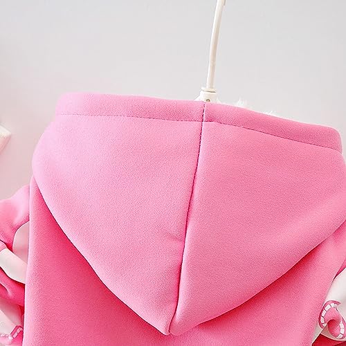 Girl Autumn Winter Clothes Long Sleeve Floral Zipper Hoodie Wool Lined Jacket Pants Toddler Warm (Hot Pink, 4-5 Years)4