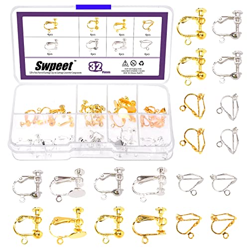 32 Piezas Convertidores de Aretes Clip-on No Perforados