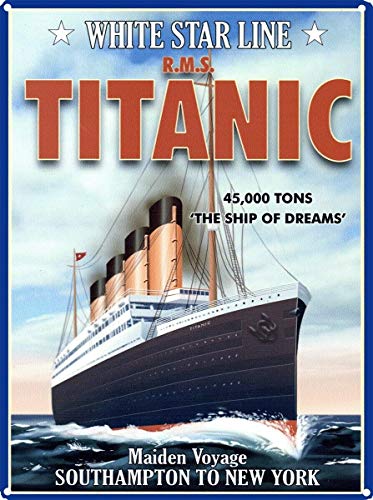 Forry White Star Line Titanic Métal Mur Affiche Vintage Plaque Étain Signe Rétro Décorer Artisanat pour Café Bar Garage Salon Chambre
