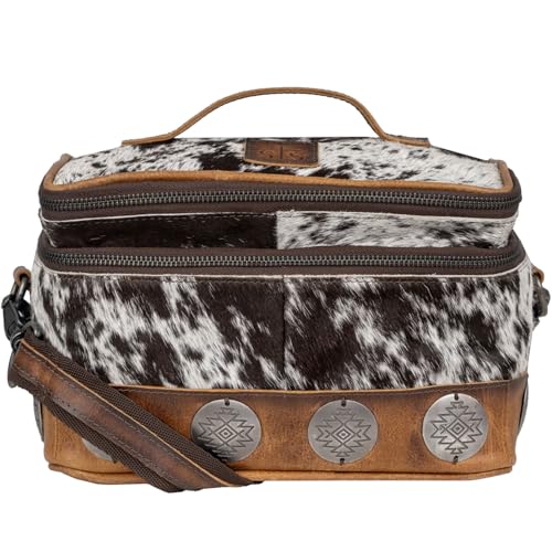 STS Ranchwear Vaquero Glamour STS-34330 Zip Around Full Grain Leather Cosmetic Organizer with 2 Compartments, Multi