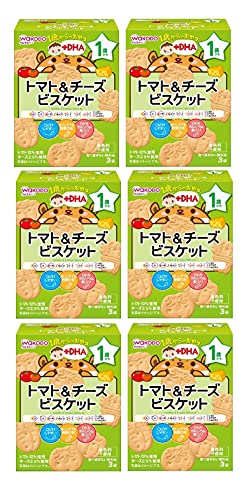 【Wakodo】 1-Year-Old Snacks +DHA Tomato & Cheese Biscuits 6 Pieces [From Around 12 Months] Easy-to-Melt Design Low in Sweetness and Salt Individually Wrapped