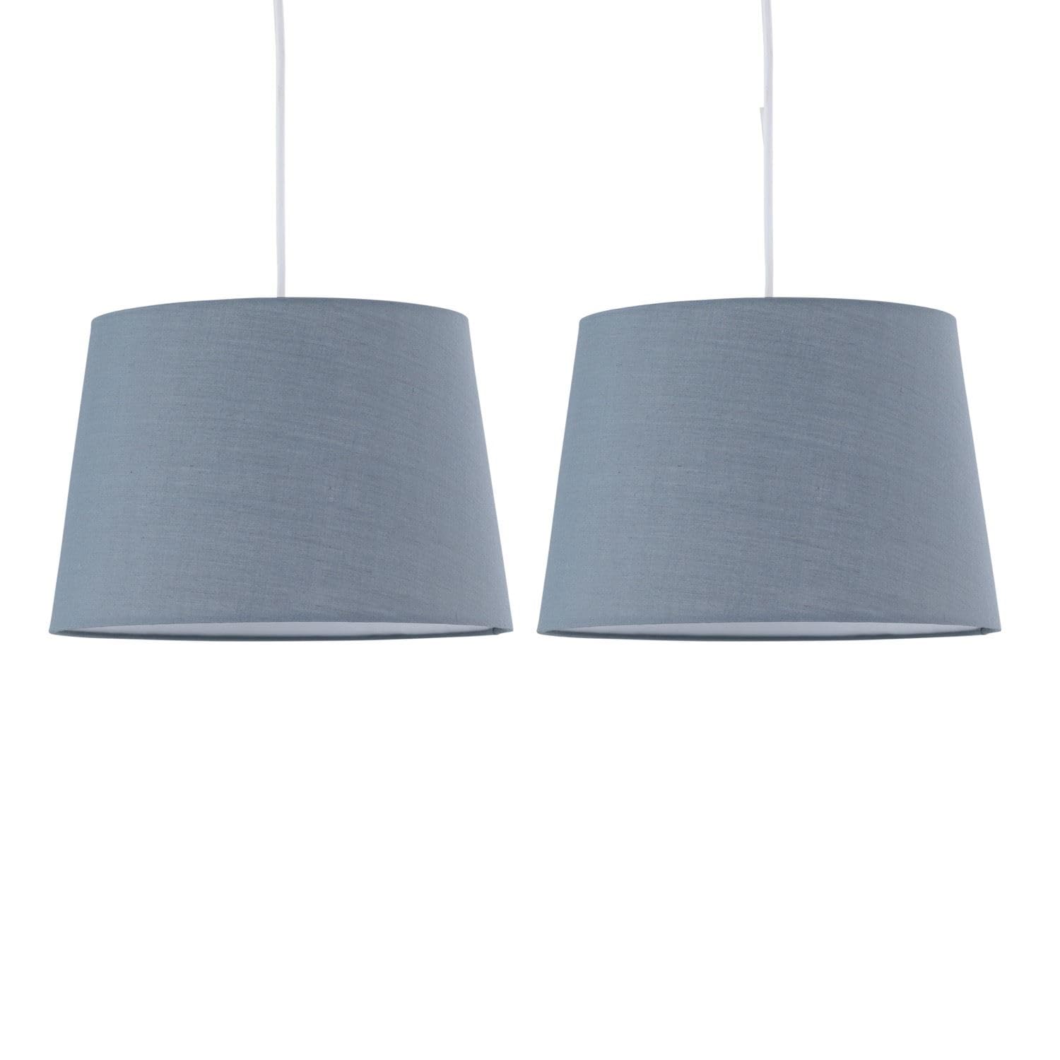 First Choice Lighting Set Of 2 Grey Cotton 28Cm Tapered Cylinder Pendant Or Lamp Shades from B&Q