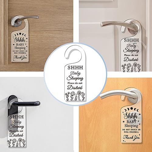 Image of CHGCRAFT 2Pack Baby Sleeping Door Hanger - Acrylic Notice Cute Baby Room Sign Decorations for Home, Living Room, Bedroom, Kindergarten - Gift for Parents
