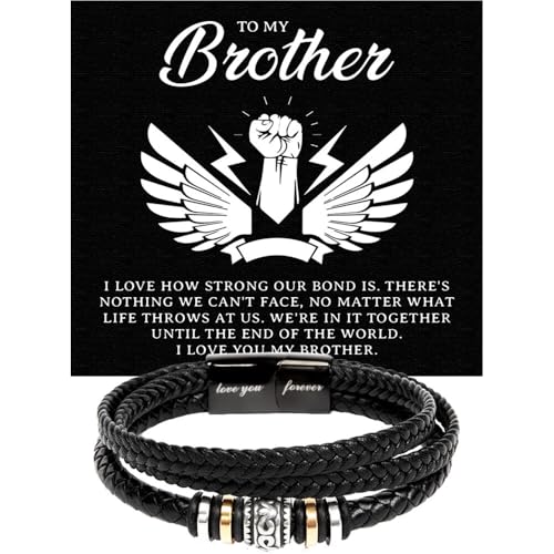 Image of To My Brother Bracelet, Bracelet for Brother from Sister, Gifts from Mom and Dad, Birthday Gift with Message Card and Box