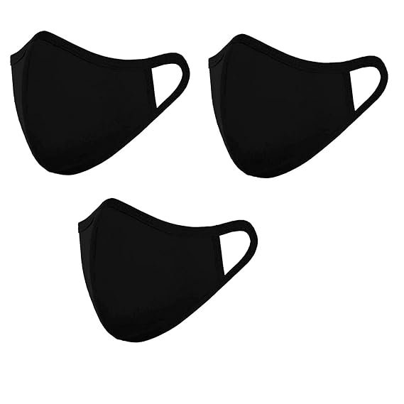 ZIUM Fashion Black Soft Cloth Face Mask - Washable & Reusable Cotton Masks for Adult
