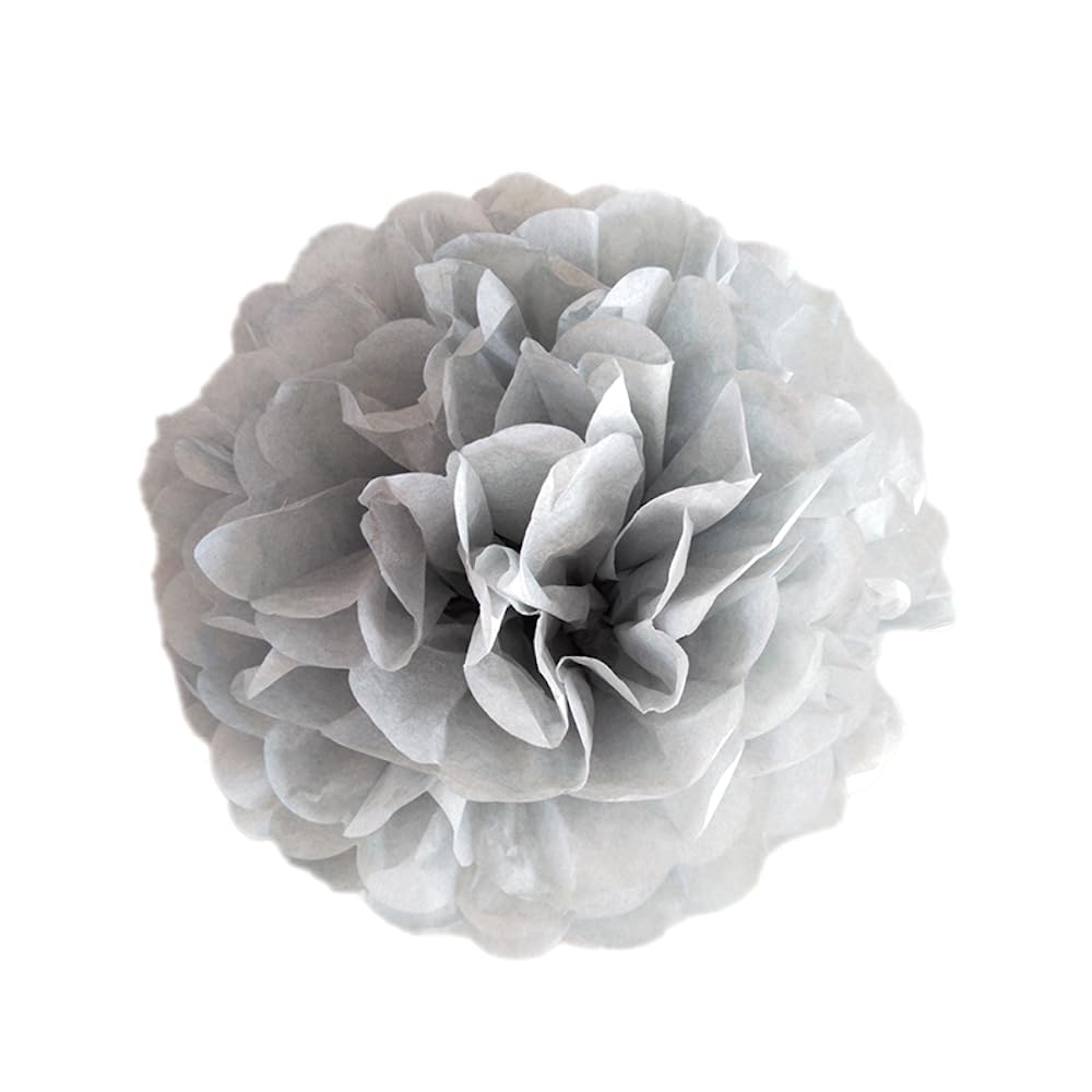 Paper Flower Pom Poms for Party Wedding Decoration Festival Birthday Baby Shower Christmas Garden Party Decoration,(Gray,30 cm)