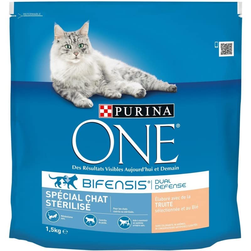 One - Croquettes Chat Stérilisé Truite 1.5Kg - Lot De 3 - Vendu par Lot