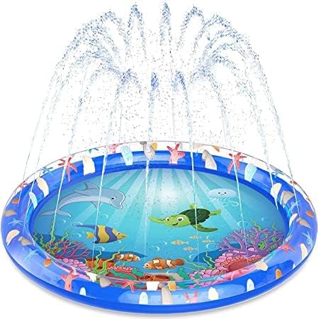 WENGTY Non-Slip Splash Pad for Kids and Dog, Thicken Sprinkler Pool Summer Outdoor Water Toys - Fun Backyard Fountain Play Mat for Baby Girls Boys Children or Pet Dog