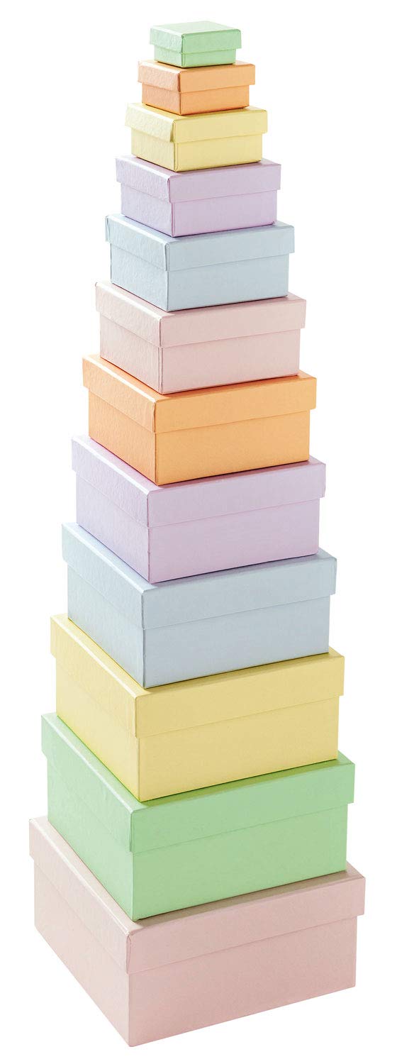 Scatole Regalo In Cartone Color Pastello - 12 Pezzi Multidimensioni | Per Fai Da Te E Decorazioni - Foto 5