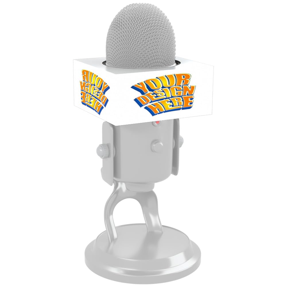 Customizable Microphone Flag for Blue Yeti USB Microphone Personalization Logo, Stylish Decoration for Streamers/Content Creators (White)