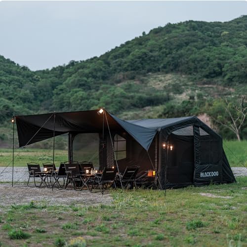 Blackdog Large Inflatable Tents for Camping, 6-8 Person Waterproof Blow Up Tent, 2 Rooms & 8 Windows, Easy Setup Sun Block Air Glamping Tents for Family, 4 Season Inflatable House - Image 4