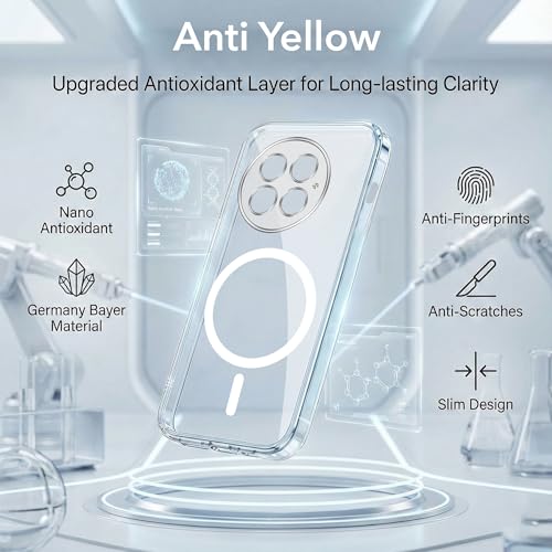 Image of Jkobi Lifetime Anti-Yellow MagSafe Compatible Clear Back Cover Case for OnePlus 13 (Sleek Hard Crystal | Shockproof and Camera Protection)