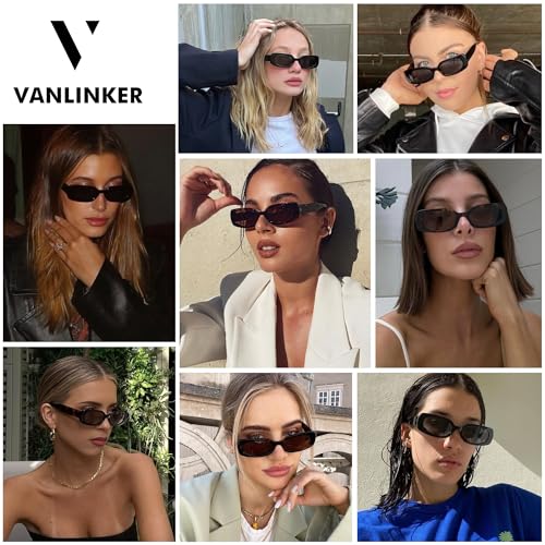 VANLINKER Retro Rectangle Polarized Sunglasses for Women Trendy Small 90s Style Vintage Narrow Rectangular Frame VL98482