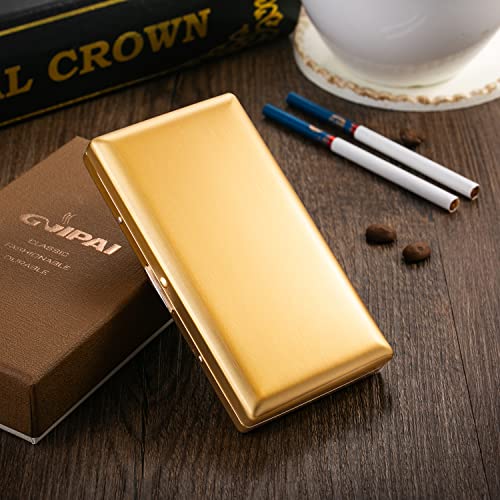 Or Femmes Hommes Etui à cigarettes en métal Avec boîte cadeau , or Boîte à cigarettes pour homme Femmes or Etui à cigarettes petit pour 100mm slim 20 cigarettes Cover