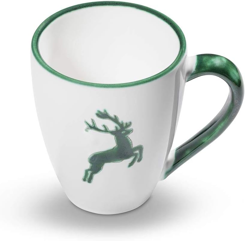 GMUNDNER KERAMIK Breakfast Cup Max Capacity: 0.3 Litres Green Deer Crockery Handmade in Austria