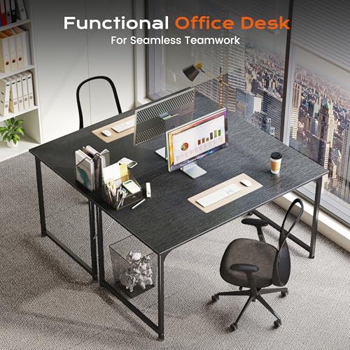 Image of PRAISUN 40 X 24 Inch Computer Desk with Deeper Desktop, Gaming Office Writing Work Desk for Home Office, Study, Bedroom, Work from Home Desk, Metal Frame, Black