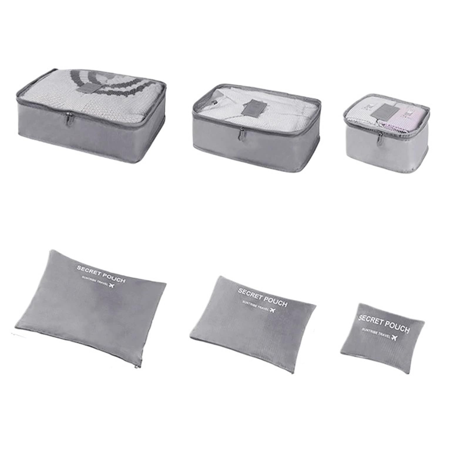 YILWPV 6pcs Travel Storage Bag Large Capacity Suitcase Luggage Clothes Sorting Organizer Set Pouch Case Shoes Packing Cube for Travel(Grey)