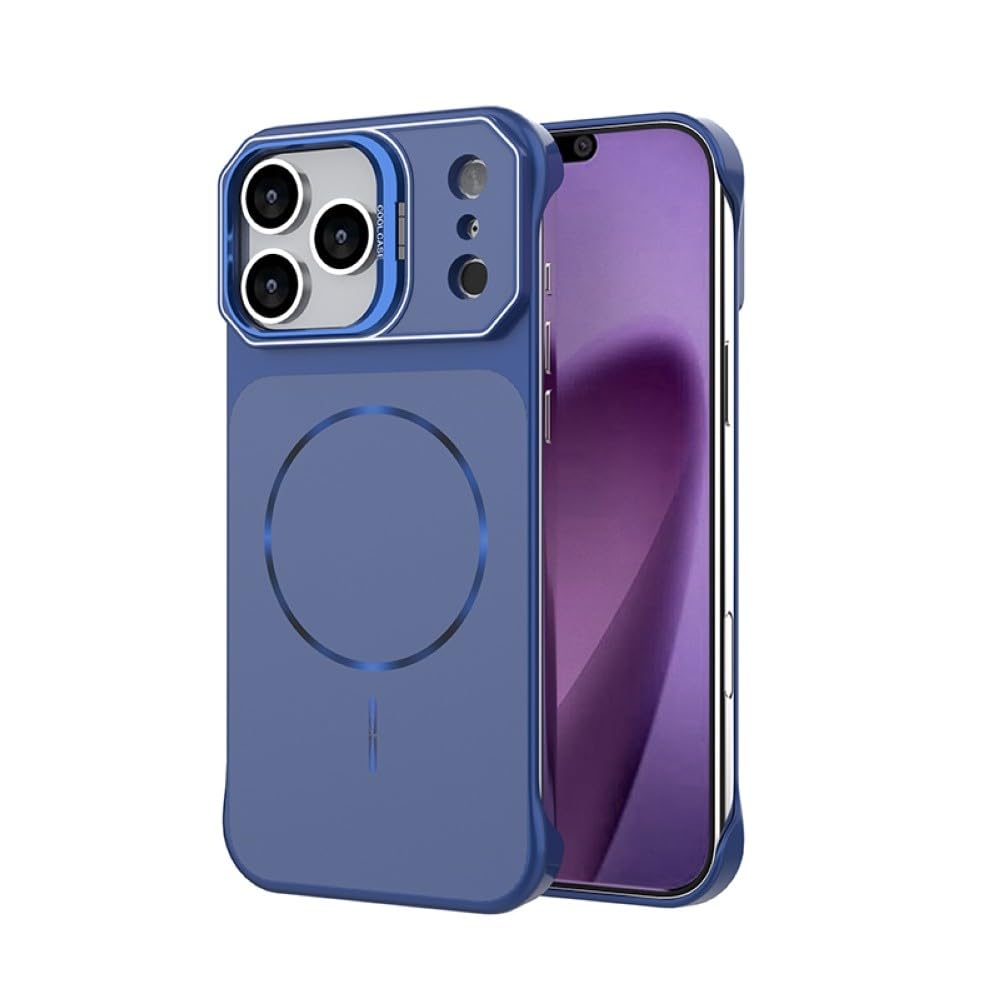 Generic Funda compatible con iPhone 13 Pro Max (color: azul oscuro) funda a prueba de golpes con lente de soporte, cubierta trasera sin marco