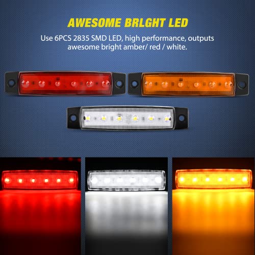 Nilight Side Marker Light 30Pcs 3.8 Inch Amber Red White 6 Led Indicator Light Marine Boat Navigation Light Yacht Kayak Sailboat Trailer Bus Rv Clearance Light, 2 Years Warranty #TOP2