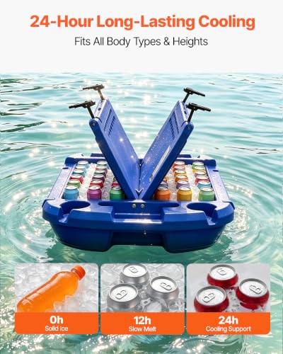 Image of VEVOR Floating Cooler 40 QT Floating Ice Chest with Wheels & Tow Rope, Premium LLDPE Amphibious Beverage Cooler for Water & Land, Stable Cruising on Lake, River, Seashore, Beach, Kayak