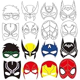 Hbavfihnbg 24Pcs Color Your Own Superhero Masks DIY Superhero Paper Masks Craft for Superhero party favors Home Activity Coloring Games