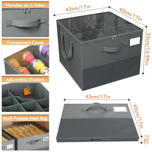 Image of Large Reinforced Shoe Organizer for Closet with Adjustable Dividers, Gray | Customizable Compartments for Sneakers, Boots, Heels, Sandals, Clothes, Towels and Toys, Versatile Cube Storage Organizer