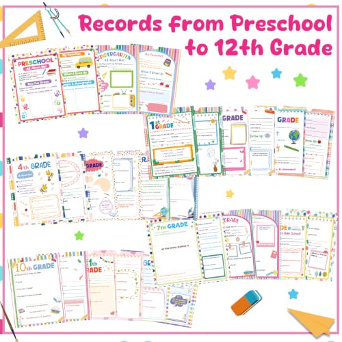 Álbum de recuerdos escolares Fancy Land para prekínder a 12° grado, álbum de fotos rígido con encuadernación espiral, 14 bolsillos, regalo para regresar a clases, tonos pastel miniatura 2