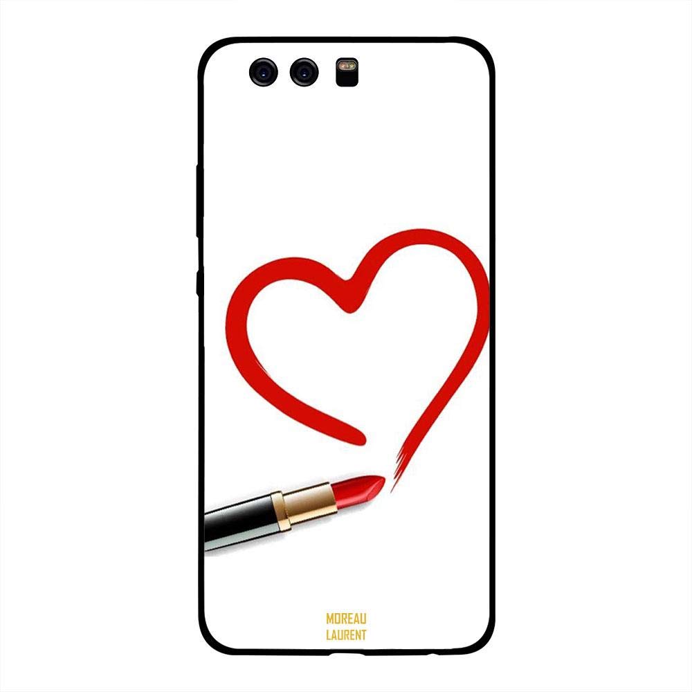 Huawei P10 Plus Case Cover Draw Heart with Lipstick, Moreau Laurent Premium Design Phone Covers