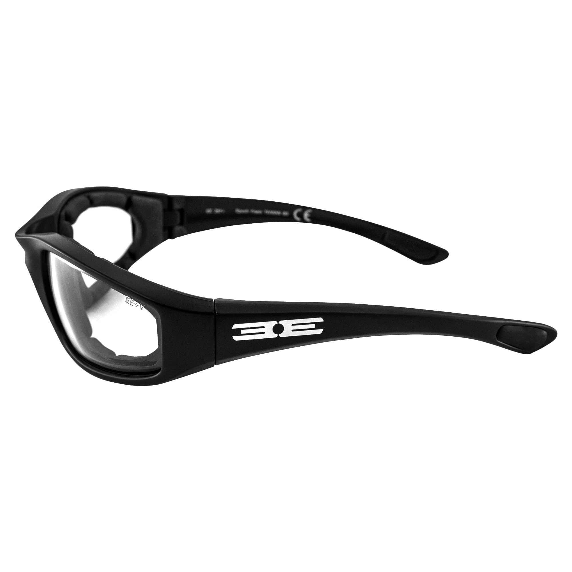 Epoch Eyewear Motocyklowe wyściełane fotochromowe okulary przeciwsłoneczne, czarna ramka z przezroczystymi do bardzo ciemnymi soczewkami, przezroczyste do bardzo ciemnego dymu, dla dorosłych