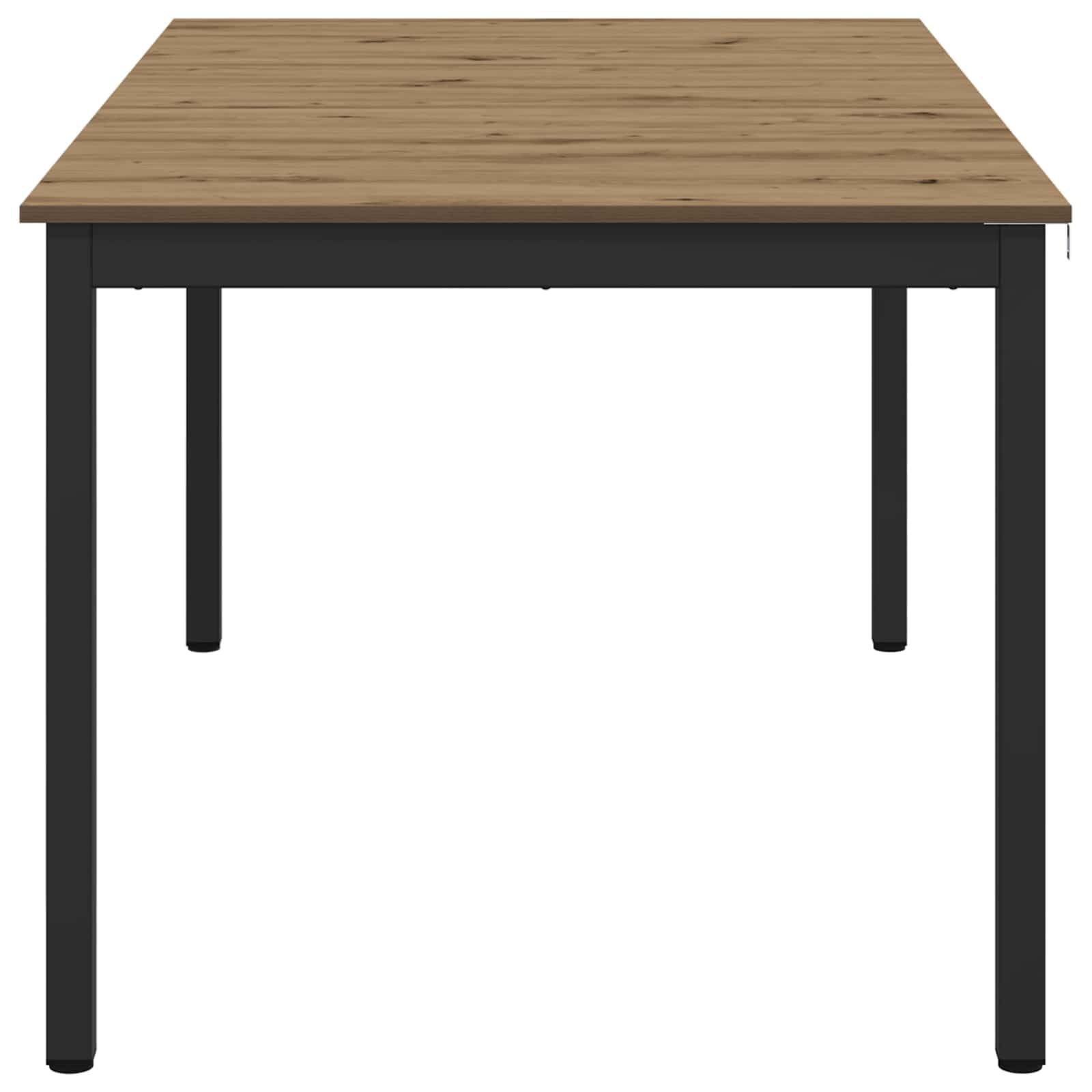 Mesa de comedor de 150 x 78 x 75 cm, marco de metal rectangular, mesa de cocina robusta con superficie de madera, mesa de comedor estable para comedor, diseño moderno, ahorra espacio y es